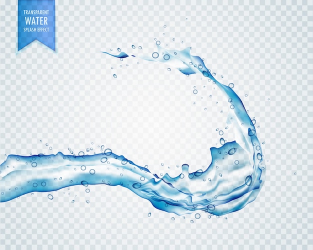 Bleu Eau  Liquide Splash Sur Fond  Transparent  Vecteur 