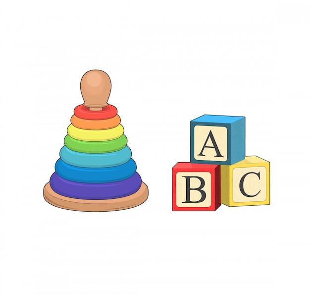 Blocs Abc Cubes Jouets Avec Lettres De L Alphabet Pyramide De Jouet Bebe Jeu De Logique Developpement De Jeux Pour Enfants Apprentissage Du Jeu De Pile Illustration Graphique Isolee Vecteur Premium