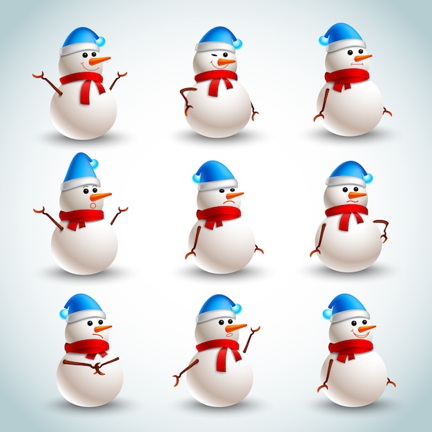 Bonhomme de neige émotions Vecteur gratuit