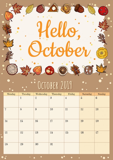 octobre 2019 desktop calendar