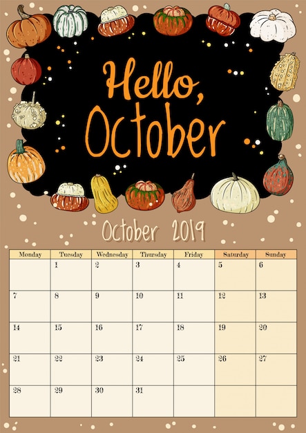octobre 2019 desktop calendar