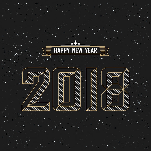 Bonne Année 2018 Texte Design Avec étoile Et Fond Noir