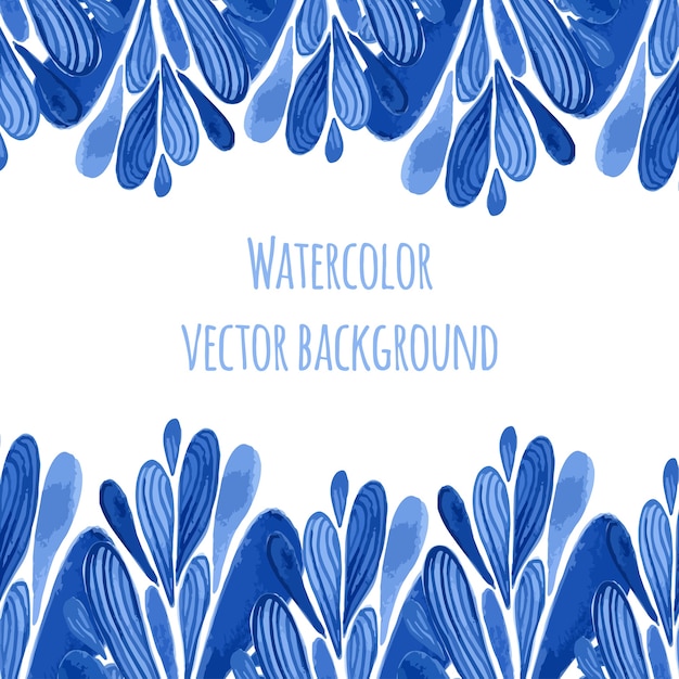 Bordure Florale Bleue Dans Le Style Russe Ou Hollandais Modele De Vecor Avec Decoration Aquarelle Peut Etre Utilise Pour Carte De Voeux Banniere Souvenir Vecteur Premium