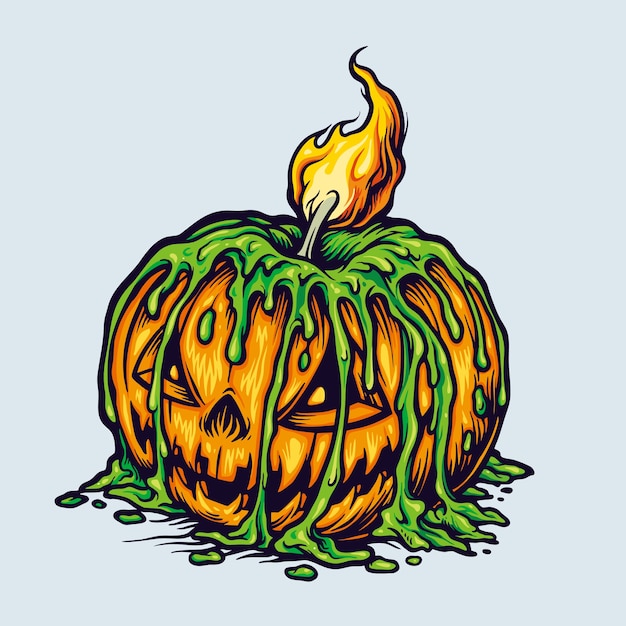 Bougie Halloween Effrayant Citrouilles | Vecteur Premium