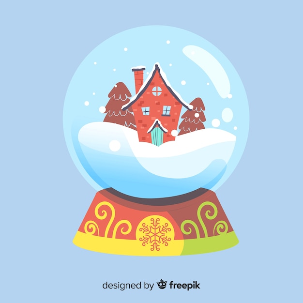 Boule De Neige De Noël Maison Dessinée à La Main