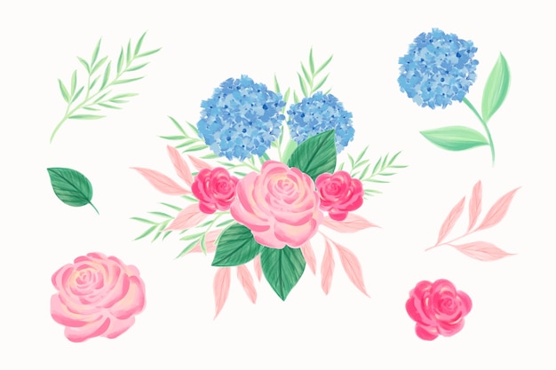 Bouquet floral coloré 2d Vecteur gratuit