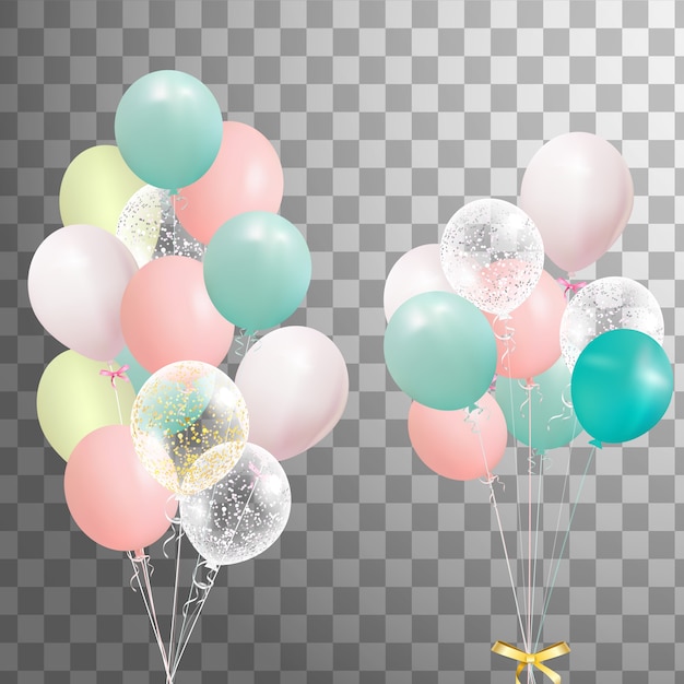 Bouquets De Ballons D Helium Colores Isoles Ballon De Fete Givre Pour La Conception D Evenements Decorations De Fete Pour Anniversaire Anniversaire Celebration Vecteur Premium