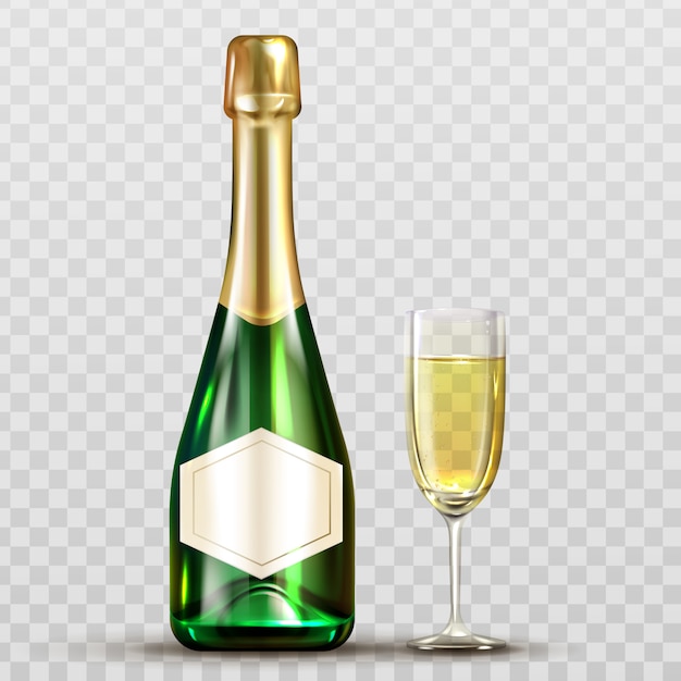 Bouteille De Champagne Et Verre A Vin Isole Clipart Vecteur Gratuite