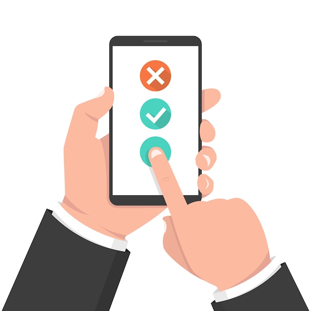 Bouton De Liste De Vérification Sur L'écran Du Smartphone Vecteur Premium