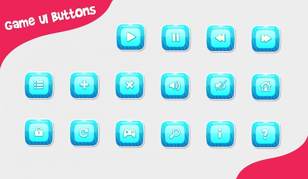 Boutons de conception de jeu Vecteur Premium