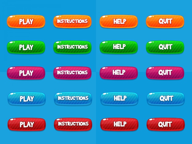 Boutons web, éléments de conception de jeux Vecteur Premium