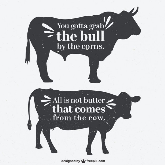 Bull Et La Vache Silhouettes Avec Un Devis Télécharger Des