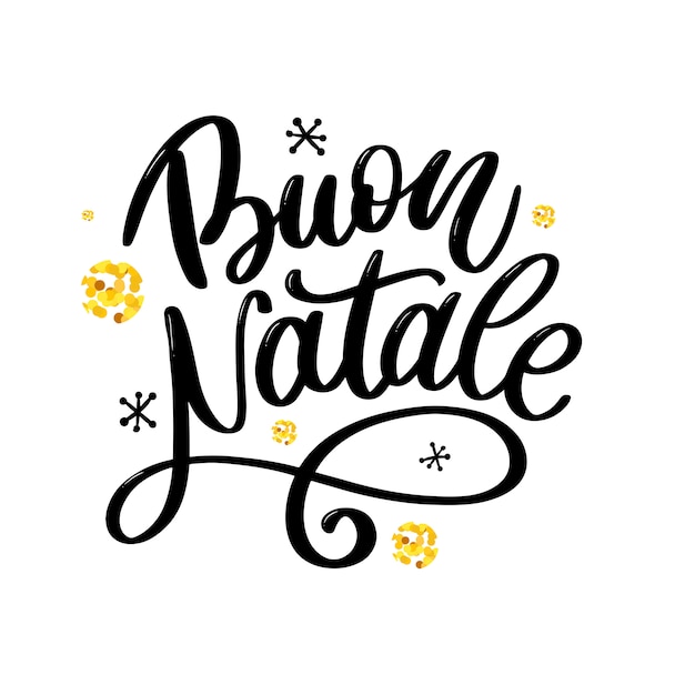 Buon Natale Modele De Calligraphie Joyeux Noel En Italien Carte De Voeux Typographie Noire Vecteur Premium