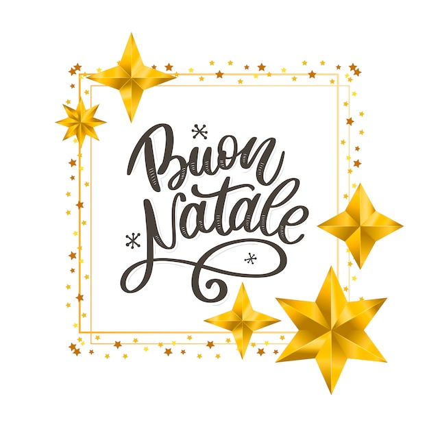 Buon Natale Modele De Calligraphie Joyeux Noel En Italien Vecteur Premium