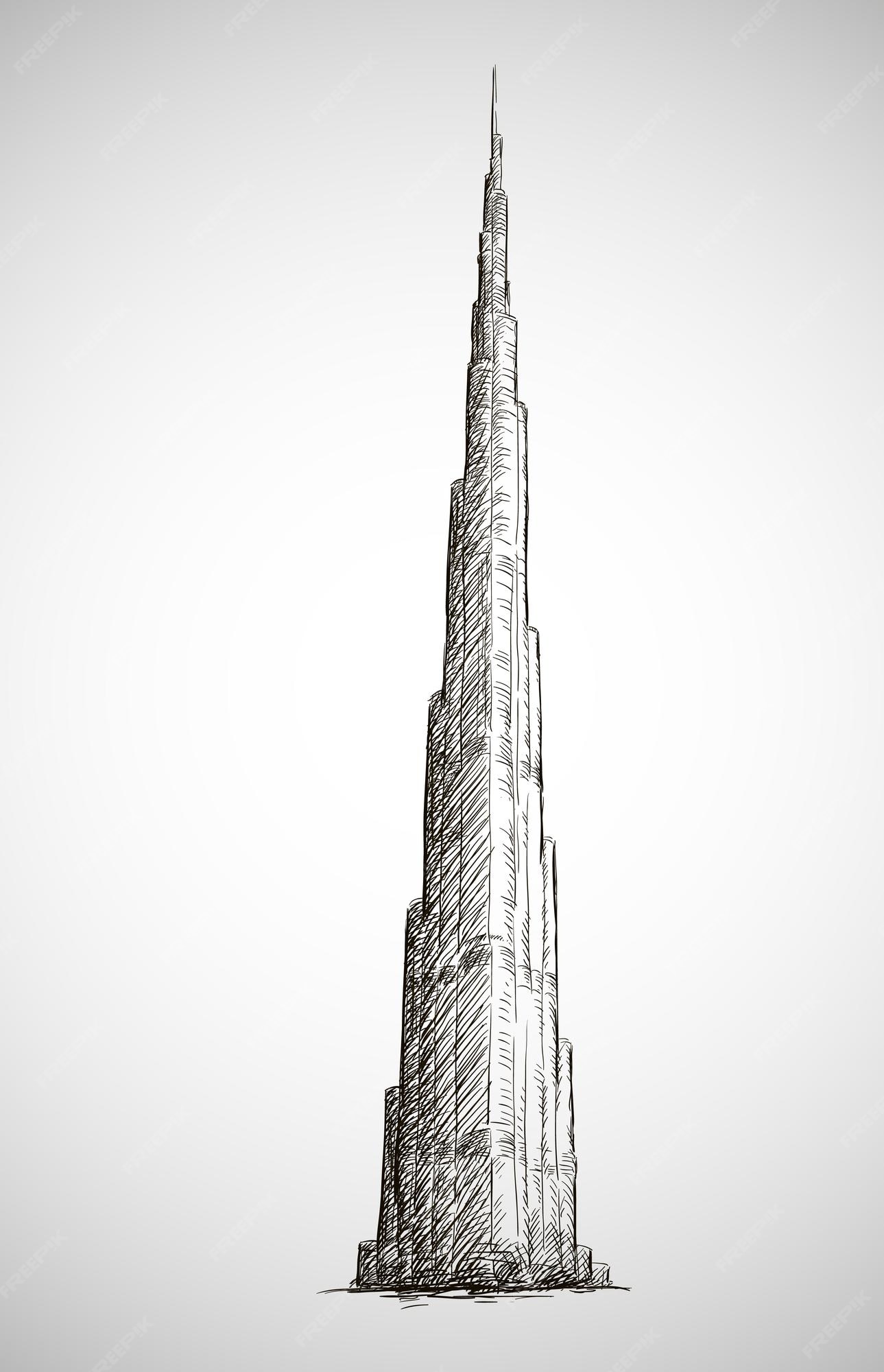 Burj Khalifa Dessin Image Vectorielle De Style Croquis Vecteur Premium