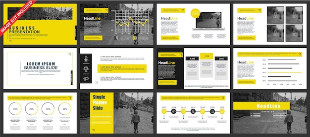 Business powerpoint présentation diapositives modèles à partir d'éléments infographiques. Vecteur Premium