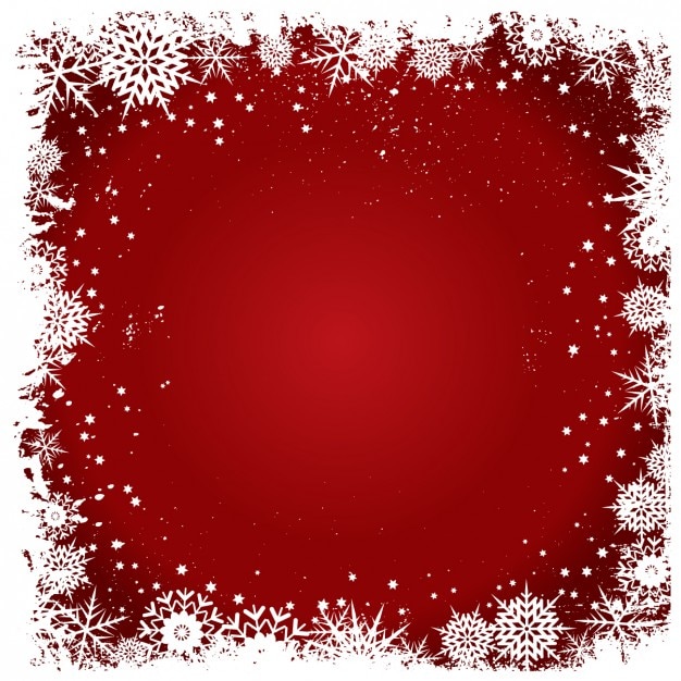 Cadre De Flocons De Neige Sur Un Fond Rouge Vecteur Gratuite