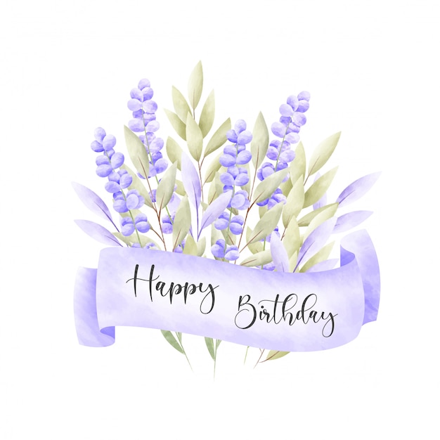 Cadre Floral Aquarelle Carte D Anniversaire Vecteur Gratuite