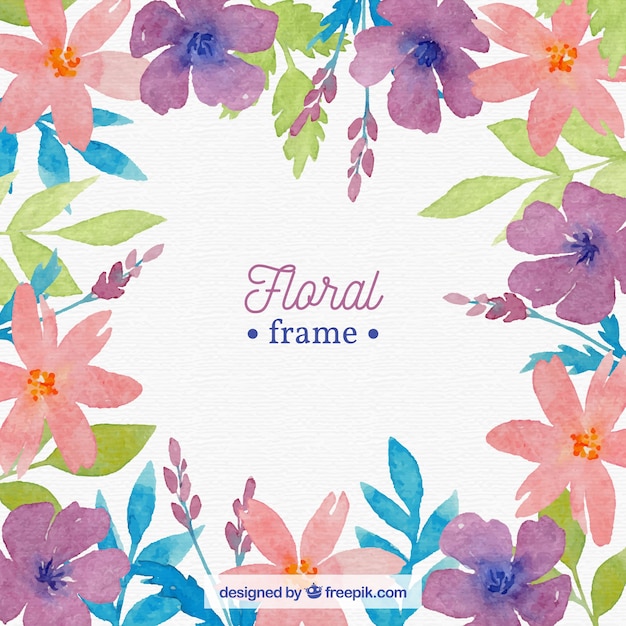 Cadre Floral Aquarelle Avec Un Style Charmant Vecteur Gratuite