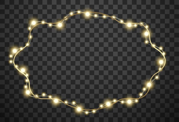 Cadre avec lumières de noël sur fond transparent Vecteur Premium