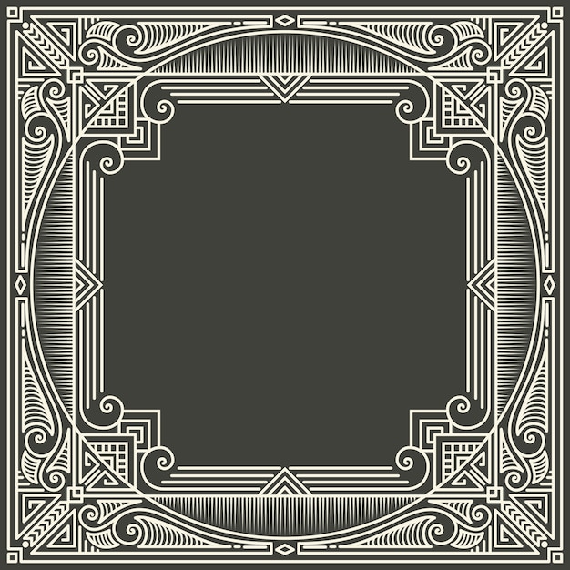 Cadre monogramme floral et géométrique sur fond gris foncé. élément de conception de monogramme. Vecteur gratuit