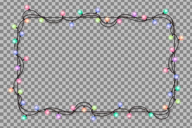 Cadre réaliste avec des lumières de noël Vecteur gratuit