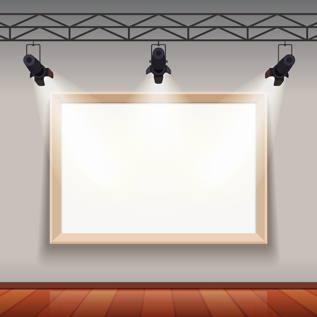 Cadre vide dans le salon de la salle des arts Vecteur gratuit