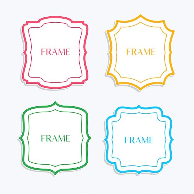 Cadres classiques dans le style de ligne et de couleurs différentes Vecteur gratuit
