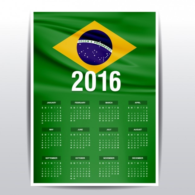 Calendrier Brésil 2016 | Vecteur Gratuite