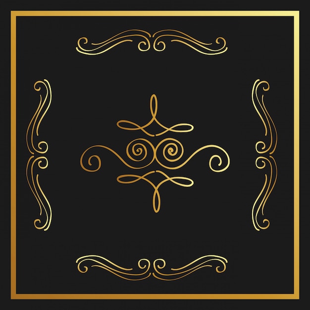Calligraphie dorée s'épanouit élément de design ornement décoratif tourbillon Vecteur Premium