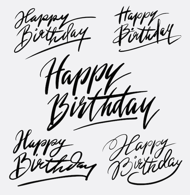 Calligraphie D Ecriture Manuscrite Joyeux Anniversaire Vecteur Premium