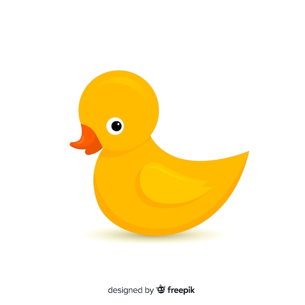 Canard en caoutchouc jaune plat mignon Vecteur gratuit