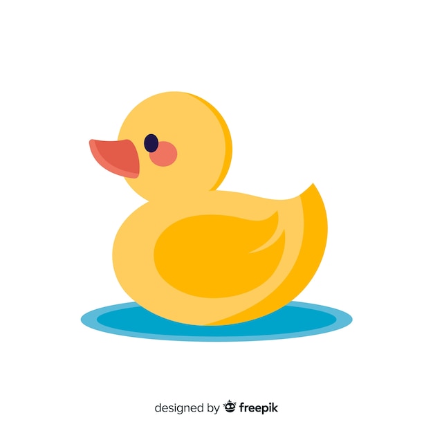 Canard en caoutchouc plat jaune avec une flaque d'eau Vecteur gratuit