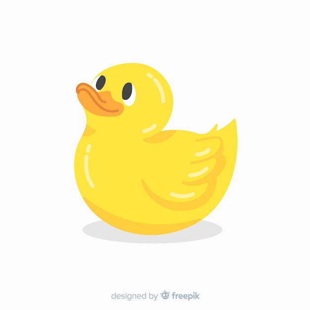 Canard en caoutchouc plat jaune levant Vecteur gratuit