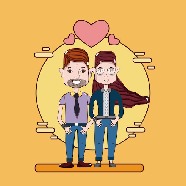 Caricature De Couple Mignon Et Drôle En Amour Télécharger