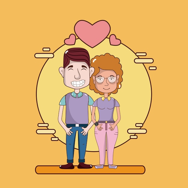 Caricature De Couple Mignon Et Drôle En Amour Télécharger