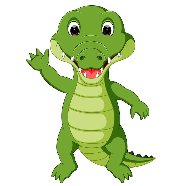 Caricature De Crocodile Mignon Vecteur Premium