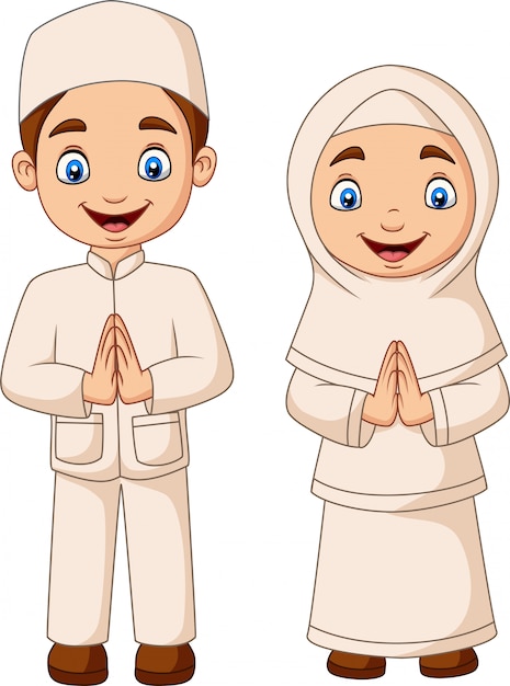  Caricature  D enfant Musulman  Heureux Sur Fond Blanc 