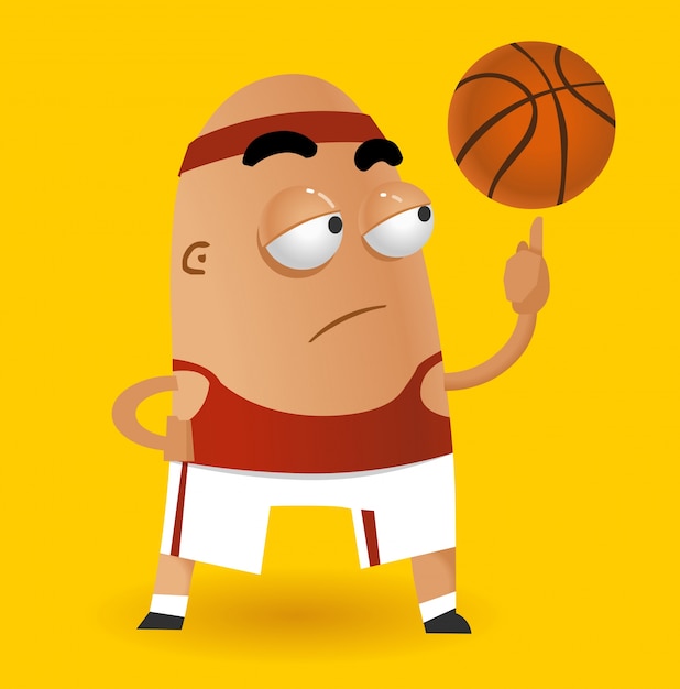 Caricature de joueur de basket-ball Vecteur Premium