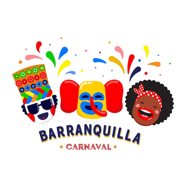 Carnaval De Barranquilla, Fête Du Carnaval Colombien. Vecteur Premium