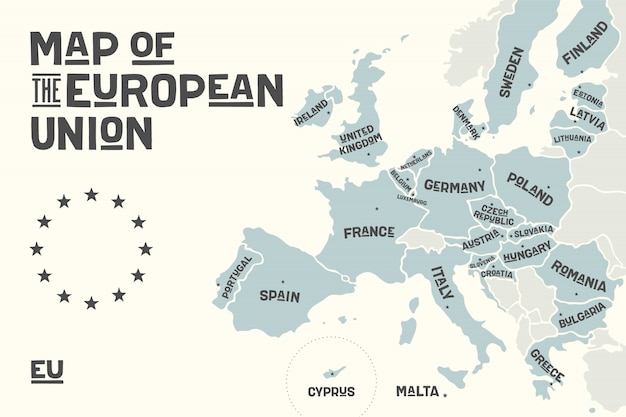 Carte affiche De L union Europ enne Avec Les Noms De Pays Vecteur Premium carte-affiche-de-l-union-europ-enne-avec-les-noms-de-pays-vecteur-premium