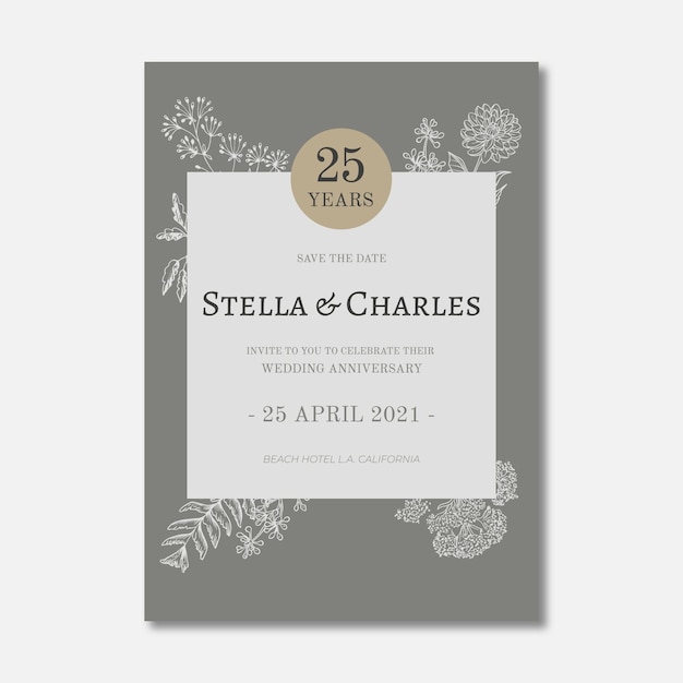 Carte Anniversaire 25 Ans Vecteur Gratuite