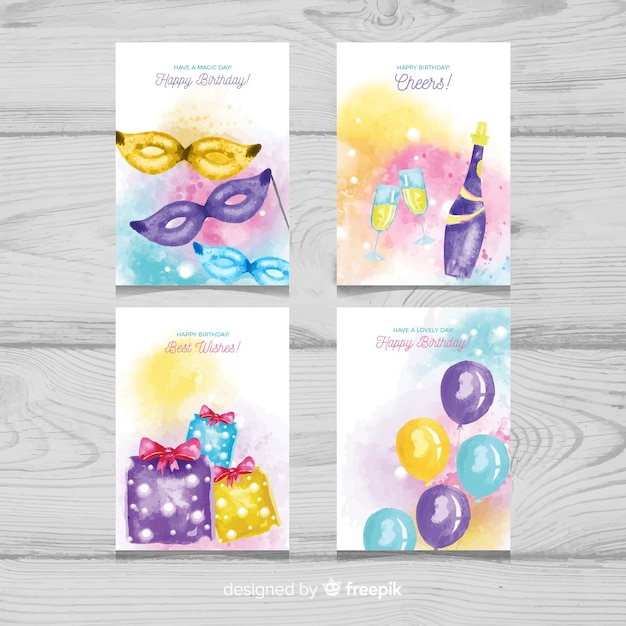  Carte  D anniversaire  Aquarelle  Avec Collection D l ments 