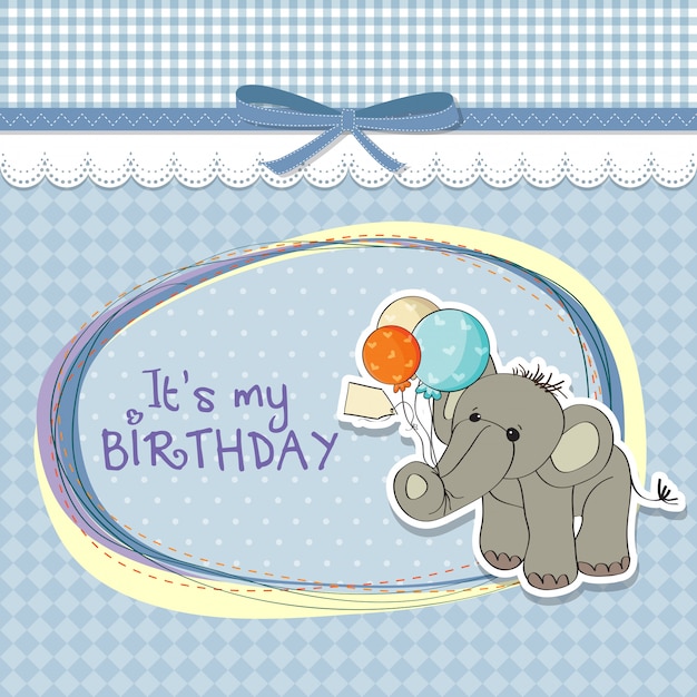 Carte D Anniversaire Bebe Elephant Vecteur Premium