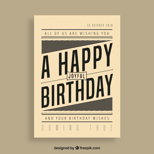 Carte D Anniversaire Dans Le Style Vintage Vecteur Gratuite