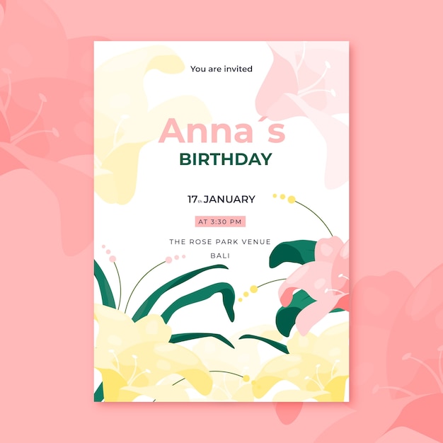 Carte D Anniversaire Floral Floraison D Ete Vecteur Gratuite