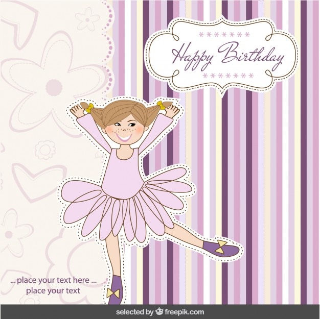 Carte D Anniversaire Heureux Avec Ballerine Vecteur Gratuite