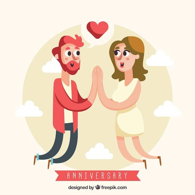 Carte D Anniversaire Heureux Avec Joli Couple Vecteur Gratuite