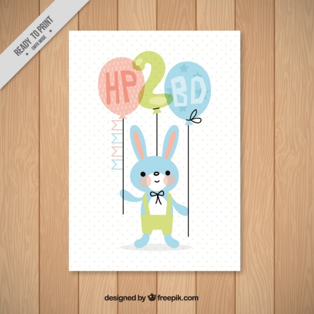 Carte D Anniversaire De Lapin Vecteur Gratuite