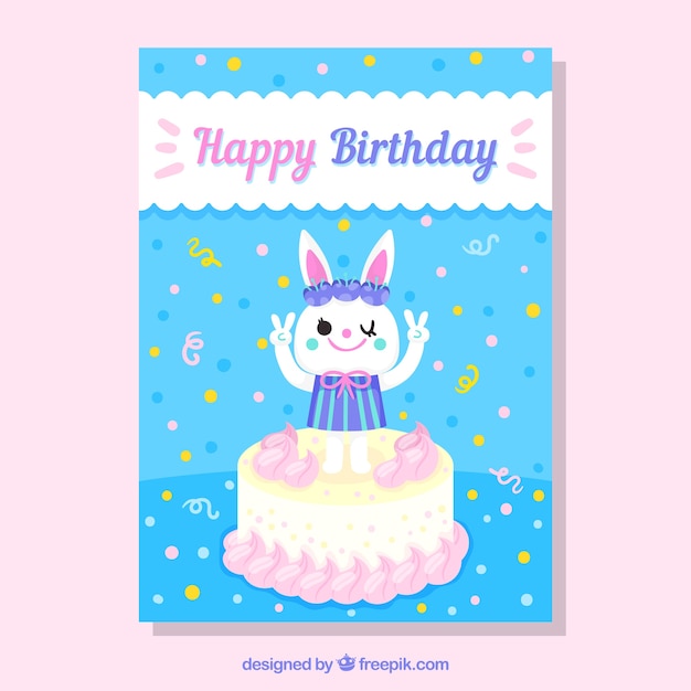 Carte D Anniversaire Avec Le Lapin Vecteur Gratuite